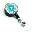 Carolines Treasures Letter D Flowers and Butterflies Teal Blue Retractable Badge Reel CJ2006-DBR